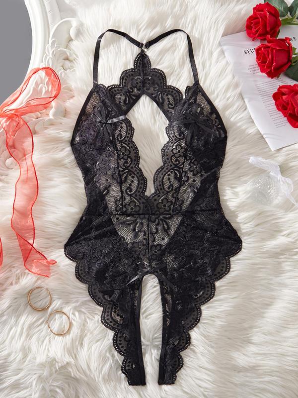 Women s Floral Lace Bow Front Cut Out Sheer Sexy Bodysuit Sexy women-s-floral-lace-bow-front-cut-out-sheer-sexy-bodysuit-sexy