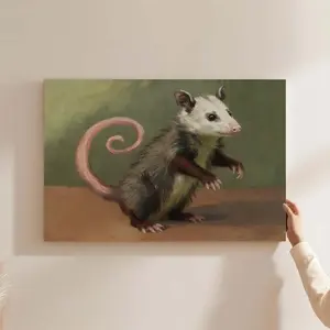 Funny Opossum Wall Art Vintage Comical Action Opossum Canvas Posters Possum Humor Animal Lovers Prints Painting For Living Room Bedroom Apartment Wall Decor