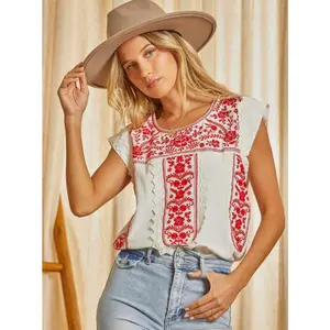 Be Mine Red and Ivory Blouse