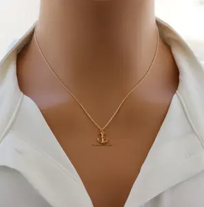 18K Gold Plated Anchor Pendant Necklace – Nautical-Inspired Jewelry for Coastal, Beach, and Everyday Style