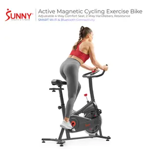 Sunny Health & Fitness Active Magnetic Indoor Cycling Exercise Bike for Home Gym Workout Fitness Stationary Bicycle Adjustable Resistance Belt-Driven Smooth & Quiet Ride Built-In Performance Monitor Ergonomic Comfort