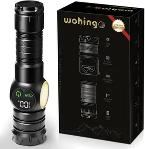 Flashlight Rechargeable 2000 High Lumens Ultra-Bright Covers 3200 ft² Focus Up to 3900 feet,IPX7 Waterproof Tactical LED Flashlight with COB Sidelight & Magnetic Base for Camping Home Emergency