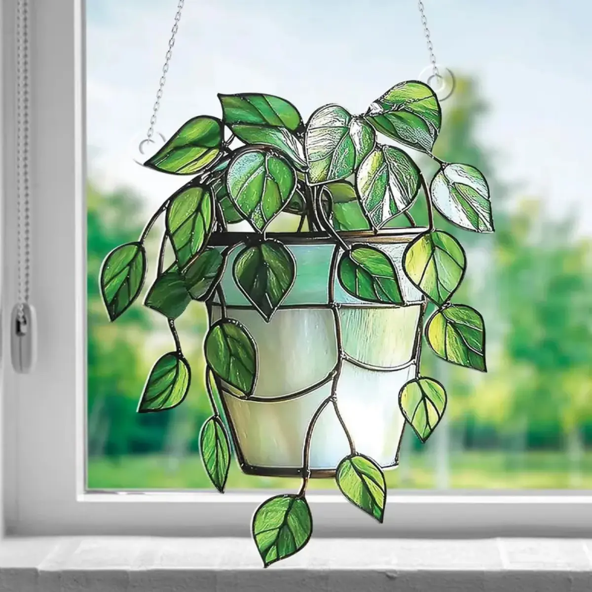 Acrylic Monstera Leaf Light-Up Suncatcher - Hangable Metal Boho Window Hanging Decor, Vibrant Colors, Brighten Home Decoration, Farmhouse Art, Garden-Lover Gift