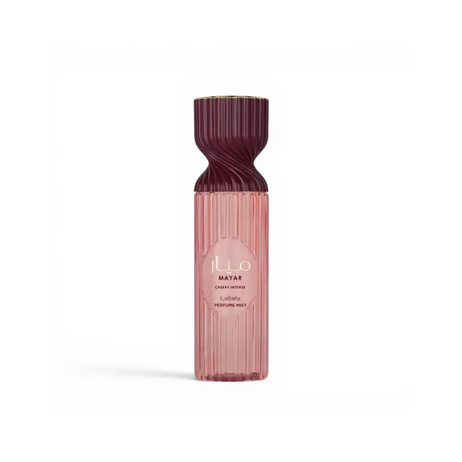 Lattafa Mayar Cherry Intense Women's Eau De Parfum Spray - 8.45 fl oz Gourmand Fragrance, Aromatic Sweet Scent, Fruity-Gourmand Aroma Feels Indulgent, Juicy Strawberry Opens With Flirt, Patchouli Depth, Amber Vanilla Notes, Signature Daytime Wear
