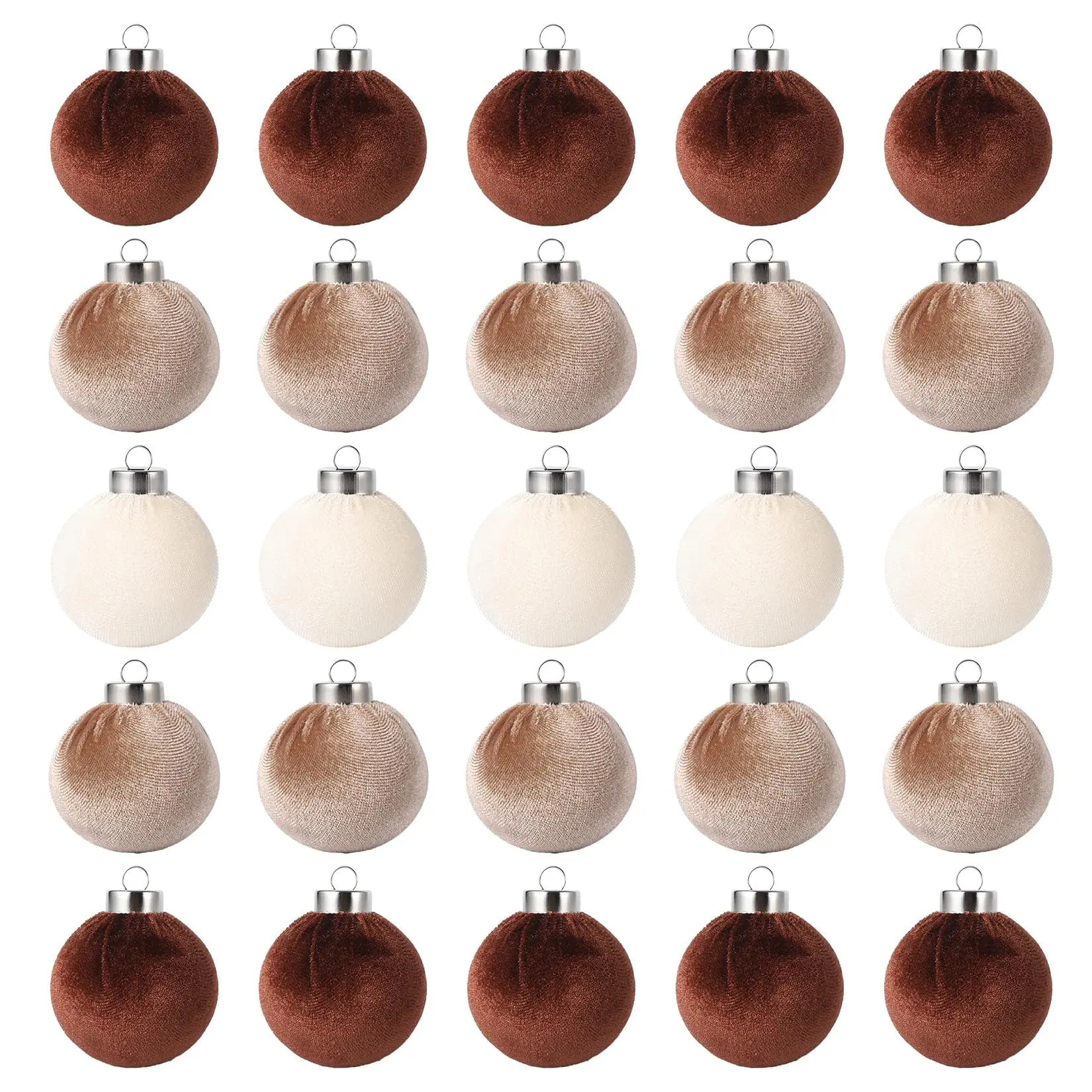25Pcs Large Looped 2.36in Soft Lightweight Colorful Velvet Christmas Ball Ornaments, Shatterproof Plastic Hanging Decorative Accents - For Holiday Tree, Outdoor Furniture, Wedding, Round