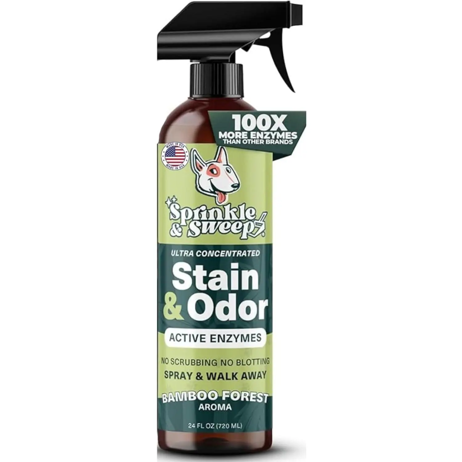 Sprinkle & Sweep: Pet Stain & Odor Enzyme Spray - 24oz - No Scrubbing Concentrated Formula, Dog & Cat Urine & Mess Destroyer, Carpet Spot Cleaning