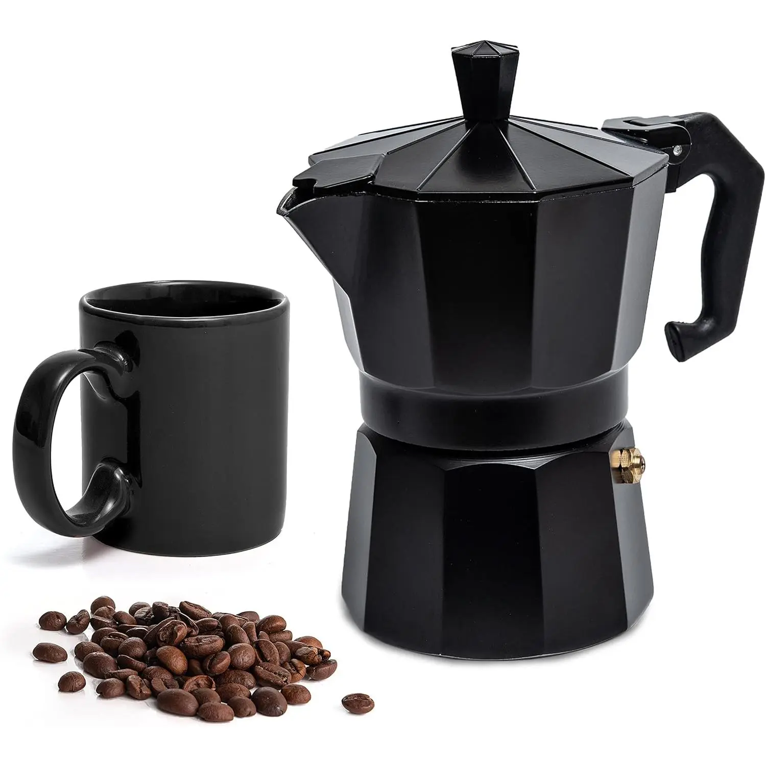 Aluminum Moka Stove Coffee Maker With Coffee Mug, Moka Pot for Gas & Electric Stove Top, Classic Italian Espresso Maker, 3 Cup 5 oz