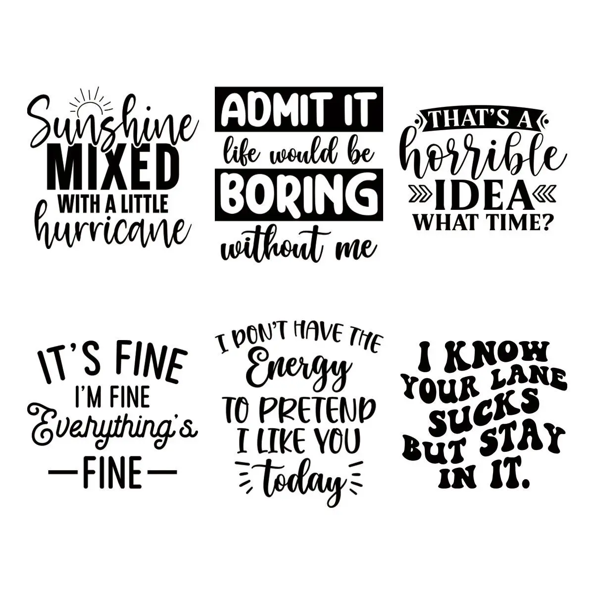 Slogan Pattern Heat Transfer Sticker, 6 Counts/set Summer DIY Heat Transfer Sticker, Heat Press Sticker for Clothes, DIY Decoration Sticker for T-shirt, Jacket, Jeans, Hat, Sweater