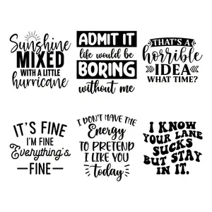 Slogan Pattern Heat Transfer Sticker, 6 Counts/set Summer DIY Heat Transfer Sticker, Heat Press Sticker for Clothes, DIY Decoration Sticker for T-shirt, Jacket, Jeans, Hat, Sweater