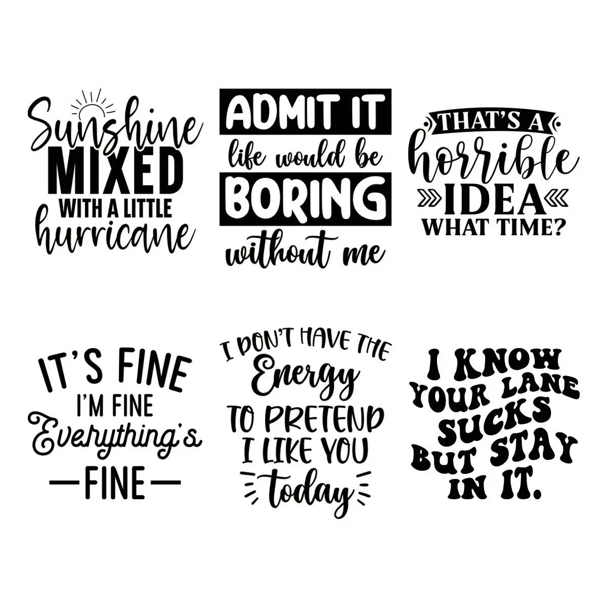 Slogan Pattern Heat Transfer Sticker, 6 Counts/set Summer DIY Heat Transfer Sticker, Heat Press Sticker for Clothes, DIY Decoration Sticker for T-shir