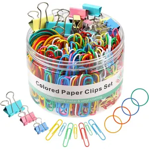 300 Pcs Binder Clips, Rubber Bands, Office Set, Paper Clips, School & Teacher Supplies for Office Desk Essentials (Assorted Sizes)