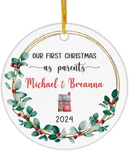 Our First Christmas as Parents Ornament 2024, Romantic Ideas Gifts for New Parents Dad Mom, Our Home Christmas Ornament, Home Keepsake Gift for Parents,  Family Decor Ornaments