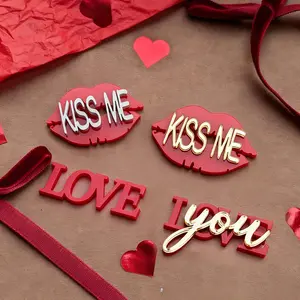 4pcs/12pcs Valentine's Day Unique Gold Love Cake Toppers Rose Gold Circle Acrylic Cake Topper for Birthday Dessert Decoration Baking