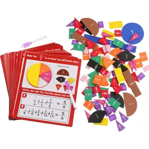 Math Fraction Manipulatives,  Fraction Circles Tiles Plus 14 Activity Card, Fractions Puzzle Learn & Compare, Tool Math Teachingroom Manipul Homeschool Elementary Supplies