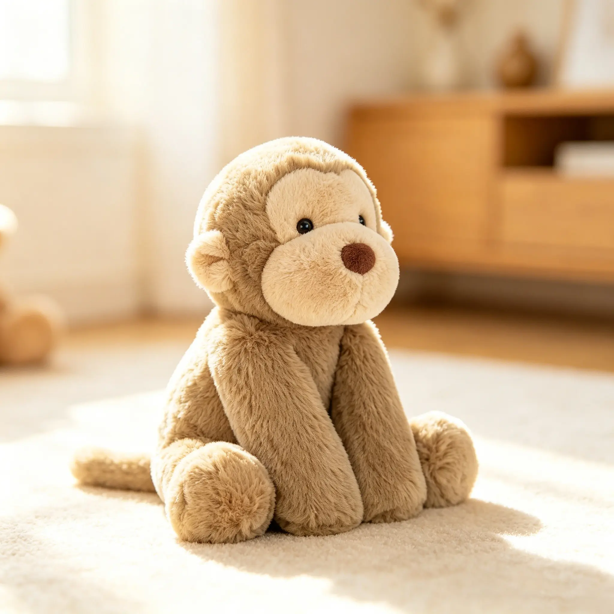24cm Cute Smudge Monkey Plush Toy, Zoo Themed Soft Cotton Stuffed Animal Doll, Medium Easy-to-Grip Huggable Monkey Plushie, Comfort Play Companion & Birthday Gift for Children
