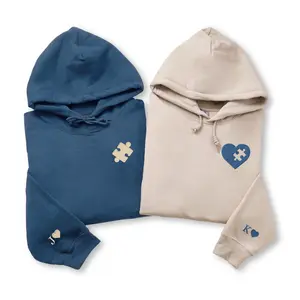 Custom Embroidered Heart Puzzle Hoodies – Matching Gift for Couple Birthday Anniversary Valentine's Day
