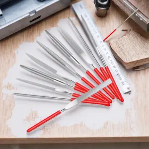 10-Piece 140mm Mini File Set with Anti-Slip Handles - Precision Tools for Ceramic, Glass, Jade, Metal, Plastic - DIY Jewelry, Model, Woodworking, Nail Art Kit