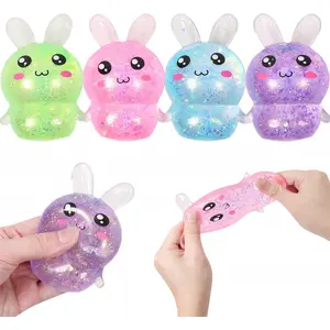 Squishy Bunny,Easter Basket Stuffers,Easter Basket Essentials,4pcs Squishy Easter Bunny Stress Balls for Adults,Easter Stress Relief Fidget Balls,Easter Party Favors Easter Basket Ideas Gifts (4pcs-A)