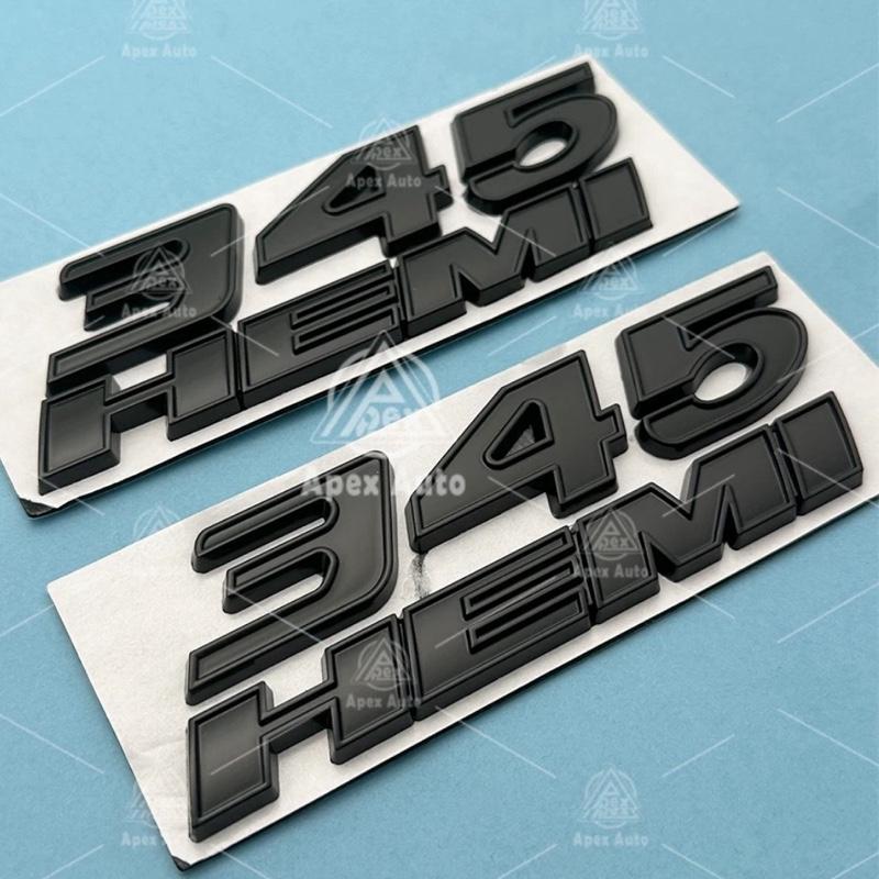 2x Zinc Alloy 345 Hemi Fender Side Emblems 3M REAR ADHESIVE Badge For HEMI SRT Hellcat Matte Black