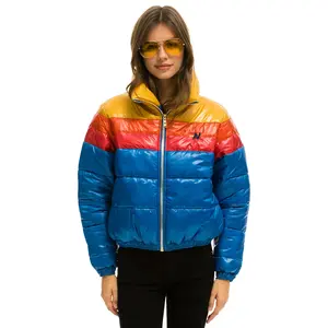 COLOR BLOCK LUXE APRES PUFFER JACKET -  GLOSSY SNORKEL BLUE
