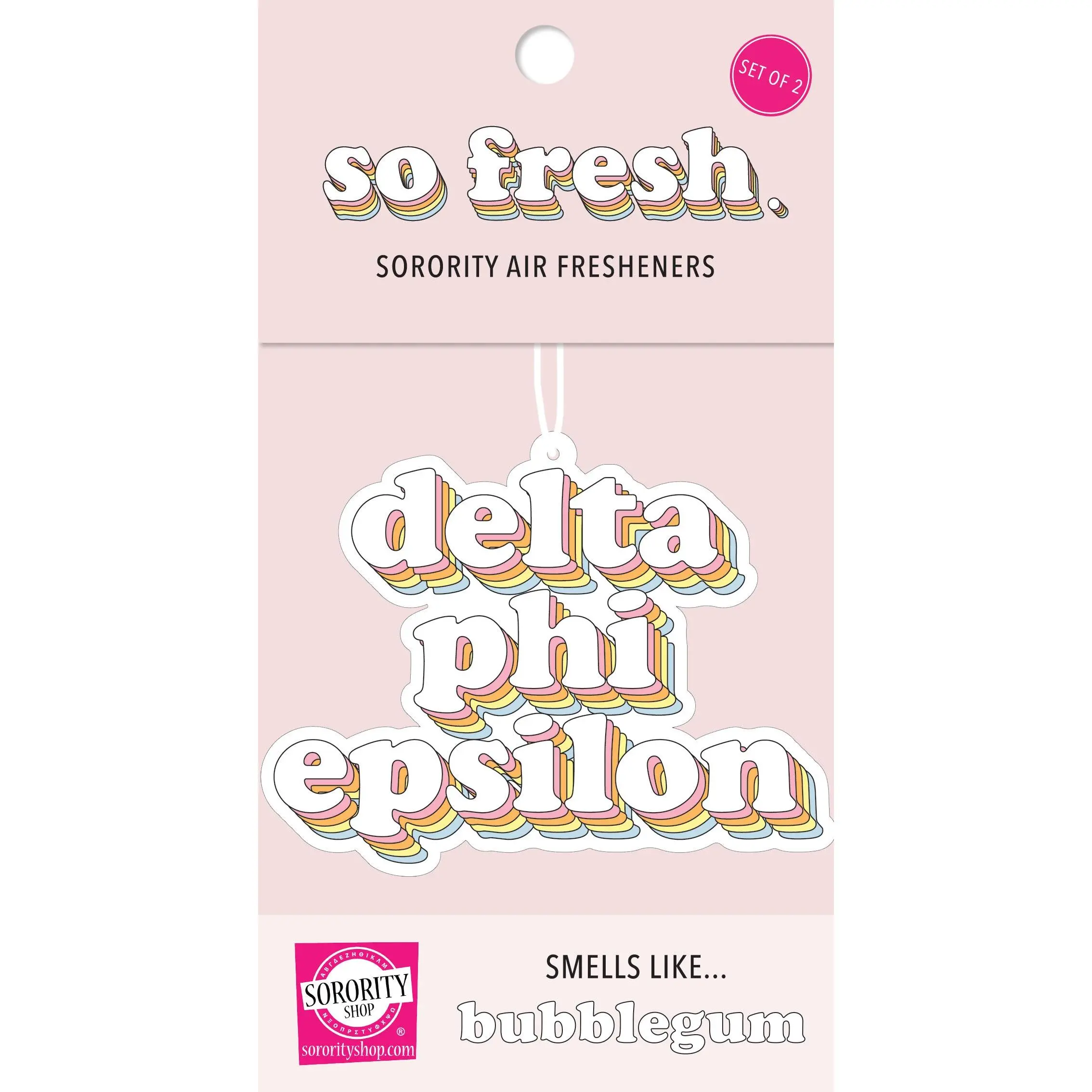 Delta Phi Epsilon - Retro Air Freshener - Bubblegum Scented
