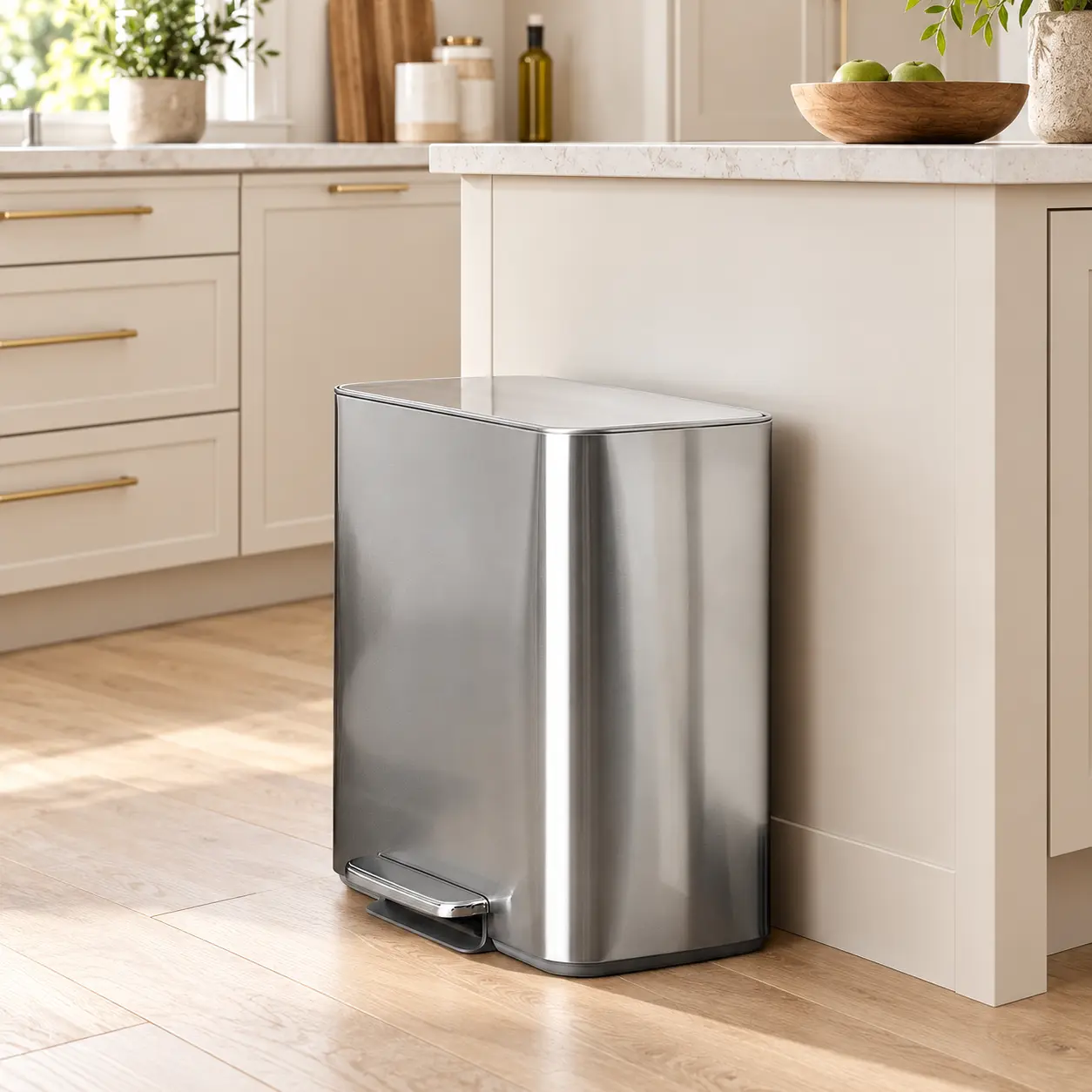 Simplehuman 15L Mini Dual Recycler, Compact Dual Compartment Trash & Recycling Bin, Space-Saving Design for Kitchen & Home Office