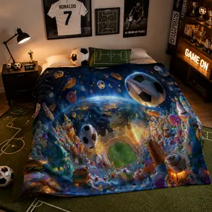 Epic Soccer Stadium Tapestry – Football Arena Wall Hanging with Fireworks & Championship Night Atmosphere for Bedroom, Gaming Room, Dorm Decor