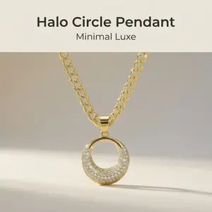 MEIITRUE Summer of Love , Bubble Iced Out Pendant Necklace Cuban Link 14K Gold Plated 5A CZ Pavé Heart Butterfly Circle Pendant Gift for You She and Her