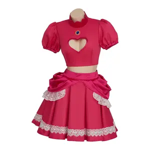Princess Cosplay Costume Red Lolita Costume Peach Top Skirt Outfit Women Halloween Costume