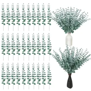 30PCS Artificial Eucalyptus Branches, Artificial Eucalyptus Leaves, Silver Dollar Plants, Artificial Eucalyptus Stem, Advent Wreath Decoration for Home, Table Decoration, Wedding Parties