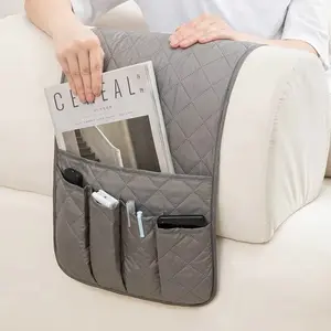 Sofa Armrest Organizer with 5 Pockets Non Slip Storage Bag for Phone Magazine Book Remote Control Holder Armchair Caddy Organisers