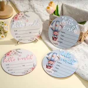 Wooden Birth Announcement Sign Hello World Theme, Perfect Baptism Gift, Photo Prop, New Mom Party Favor, Home Decor, Wooden Letter Sign