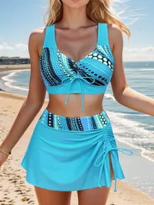 Women's Three-Piece Bikini Set, Split Design Swimwear, European & American Style, Wholesale Factory Direct Supply