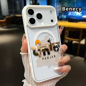 Magnetic Supports Wireless Charging Phone Case for iPhone 17 16  Pro Max Plus 15 14 13 12 11 Air E Punjab's Essence Pattern Anti-Yellowing Shockproof durable ultra-thin Crystal Transparent Acrylic Cover
