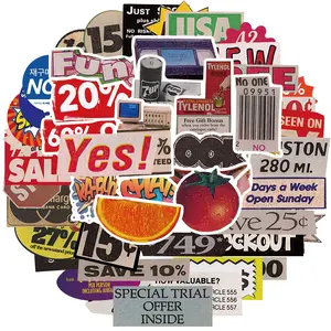 Retro Art Sticker, 50pcs Waterproof Self Adhesive Decor Paper, Decor Sticker for Gift Greeting Card Water Bottle Laptop Phone