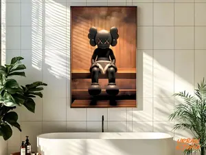Kaws in Sauna Hypbeast Poster - DIGITAL DOWNLOAD, Printable Art for Bathroom Wall Art, Washroom Wall Decor, Graffiti Kaws Wall Art