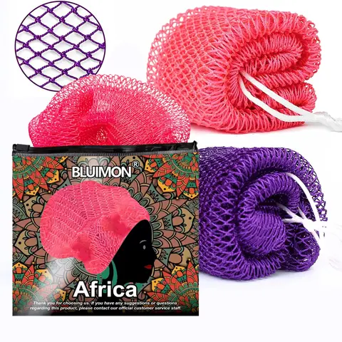 Authentic African Exfoliating Nylon Bath Sponge - Ethically Sourced from Nigeria, 45-in Foldable Body Scrubber for Glowing Skin, Daily Bathing Accessory