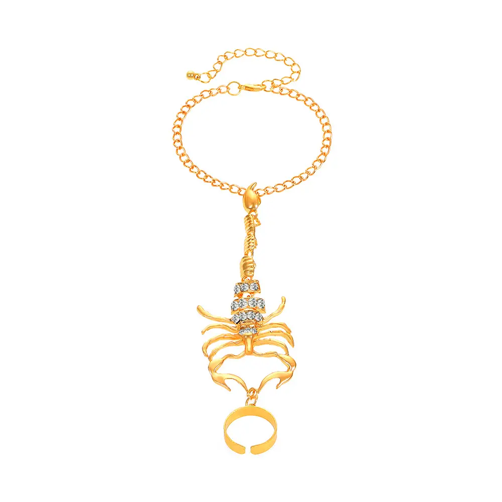 Vintage Scorpion Armor Finger Bracelet for Women | Adjustable Ring Bracelet Hand Chain | Gothic Statement Jewelry