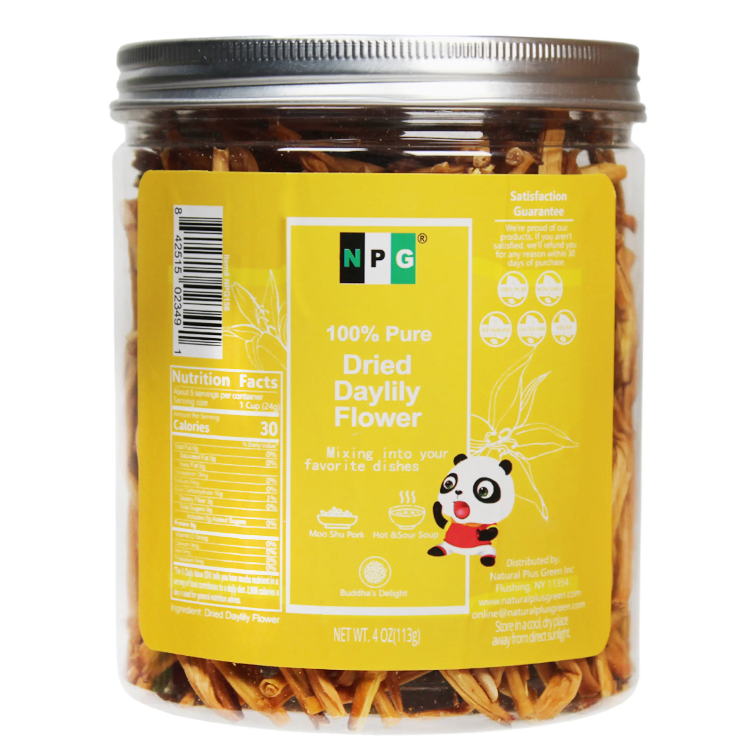 NPG Premium Dried Lily Flowers Buds Unsulfured, Dried Lilium Fowers Bulk Chinese Food Cooking, Golden Needles Dried Day Lilies for Hot & Sour Soup, Moo Shu Pork, and Buddha's Delight, 4 Ounces