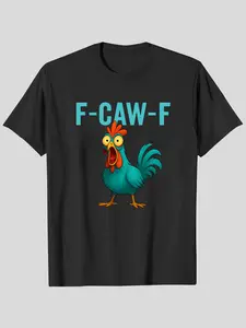 Unisex Funny F-Caw-F Chicken shirts, FCAWF Chicken Graphic Fitted T-Shirt Casual Wear Tops