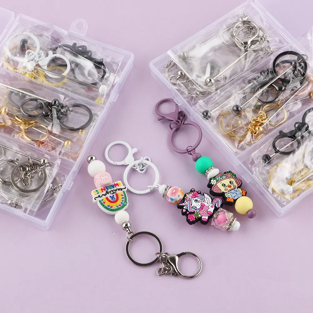 15PCS Metal Beadable Keychain Blanks Multipack with Lobster Clasp - Bead Bar Keychain Supplies for DIY Crafts Ideas, Endless Design Possibilities, 15 Pieces