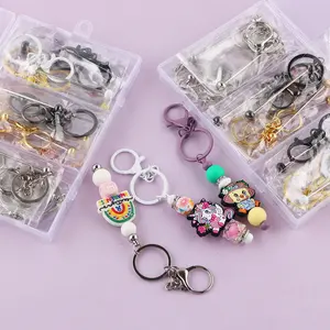 15PCS Beadable Keychain Blanks with Lobster Clasp - Metal Bead Bar Keychain Supplies for DIY Crafts