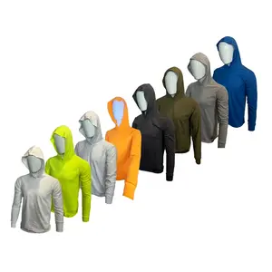 2 PACK - 50/50 Cotton/Polyester Blend long Sleeve Hooded Shirt available in HI VIS ORANGE AND SAFETY GREEN
