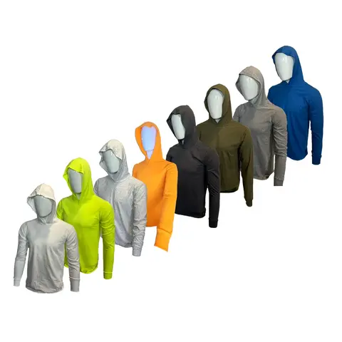 2 PACK - 50/50 Cotton/Polyester Blend long Sleeve Hooded Shirt available in HI VIS ORANGE AND SAFETY GREEN