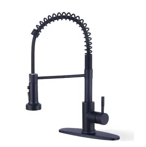 Kitchen Faucets,1.8 GPM Black Stainless Steel Single Handle Sink Faucets with Pull Out Sprayer, Pull Down Kitchen Faucet with 10'' Deck Plate to Cover 1 or 3 Holes