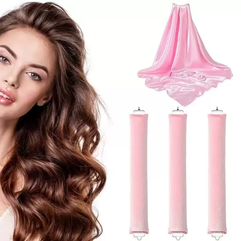 Heatless Hair Curler Rods, 4-Pack Overnight Easy Curl Rollers - Gentle Styling Device for Long-Medium Hair Everyday Use, No Heat Damage