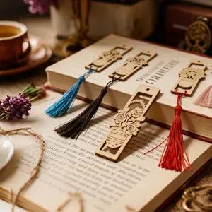 16-Piece Wooden Flower Bookmark Set, Blank Bookmarks with Tassels, Ideal for Painting and Crafts, Perfect Gift for Holidays
