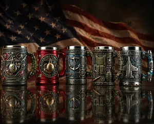 3D Hero Tribute Mug – Military Inspired Coffee Mug, Handmade Sculpted Cup for Veterans, Patriotic Gift for Men & Collectors