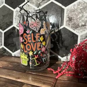 Self Love Checklist 16oz Libbey beer can glass
