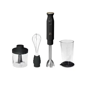 Beautiful 2-Speed Immersion Blender with Chopper & Measuring Cup, Black Sesame by Drew Barrymore Made by Gather